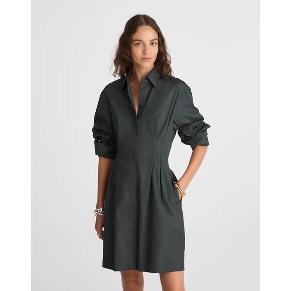 Madewell Dresses & Skirts - Madewell Tucked Mini Shirtdress Summit Green Size 6 NWT NW416